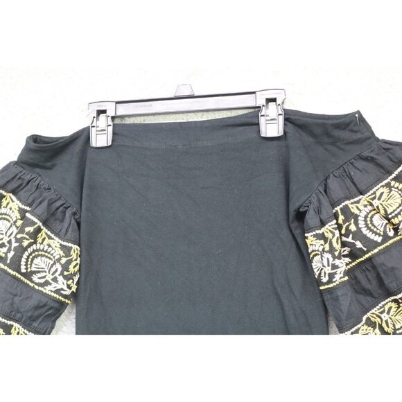 Free People Short Embroidered Puff Sleeve Off Shoulder Top-XS-BOHO-Whimsigoth - Picture 8 of 9